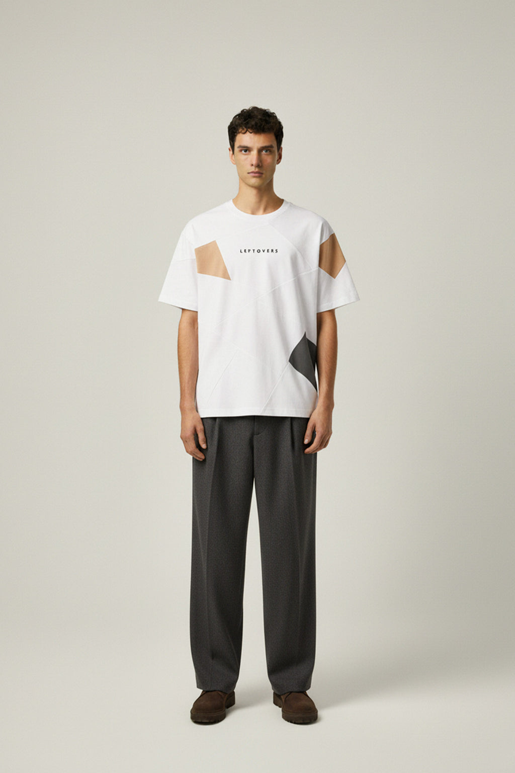 T-SHIRT BLANC+ ANTHRACITE/ BEIGE