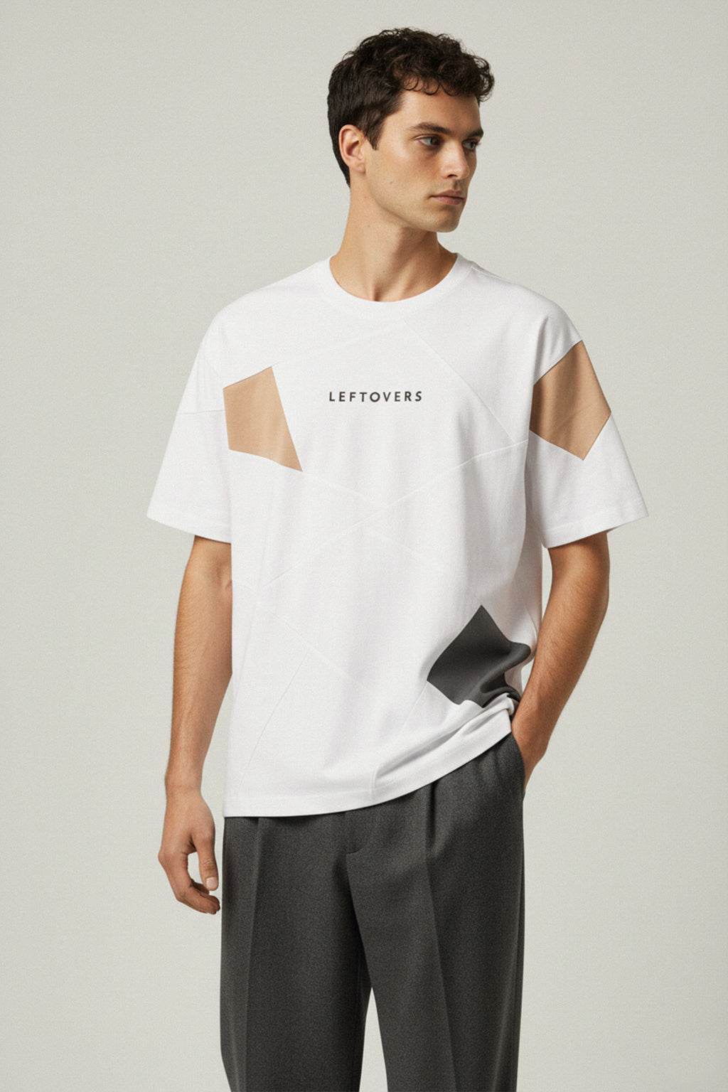 T-SHIRT BLANC+ ANTHRACITE/ BEIGE