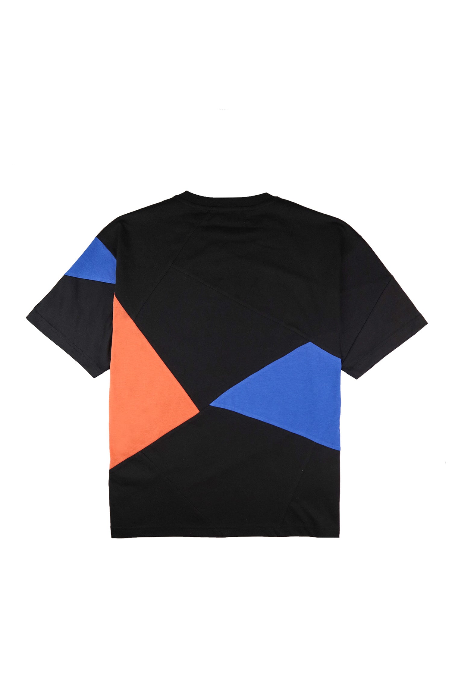 T-SHIRT NOIR+ BLEU/ CORAIL